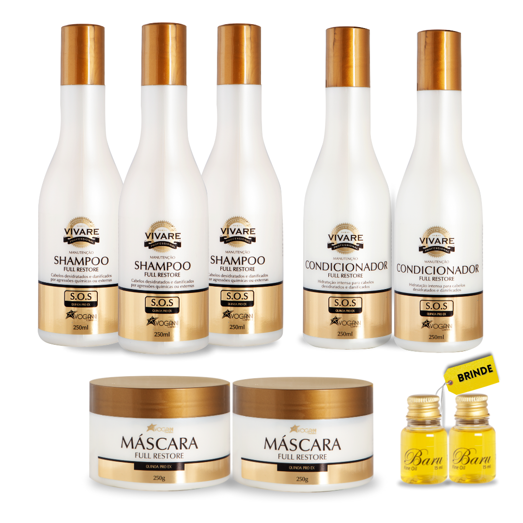 Combo Shampoo Condicionador e Mascara Vivare SOS - Nutrição e hidratação - 9 unidades