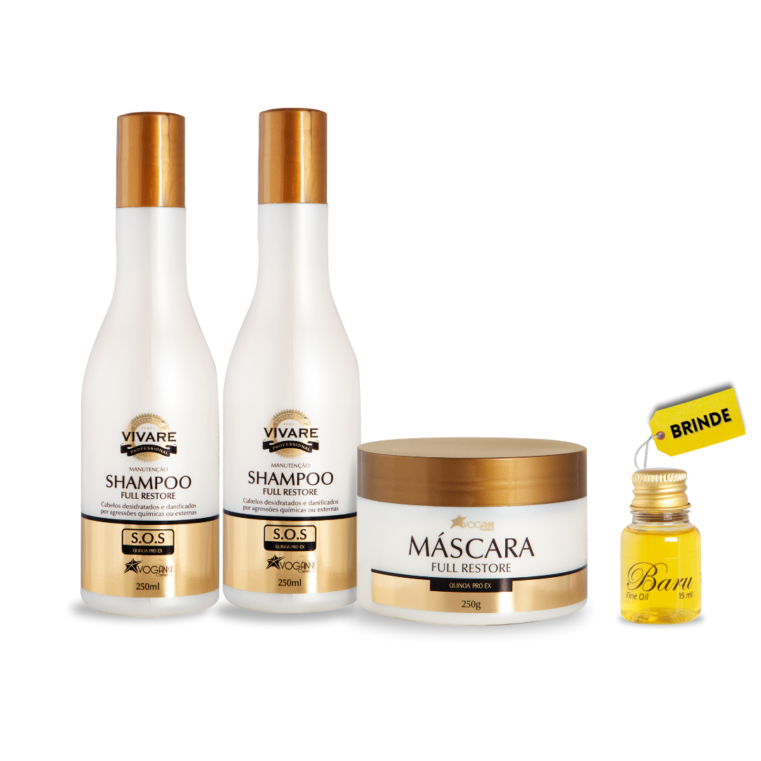 Combo Shampoo Mascara Vivare SOS -Limpeza e Hidratação - 4 unidades