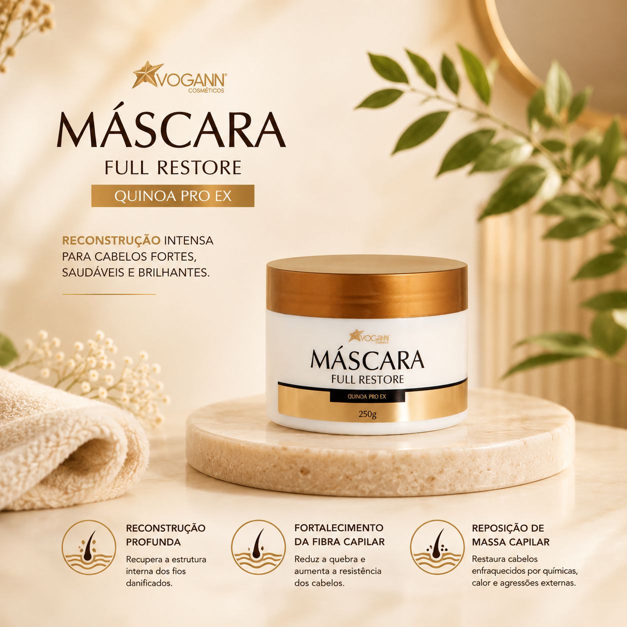 Máscara Voganni Hidratação Brilho Intenso 250gr