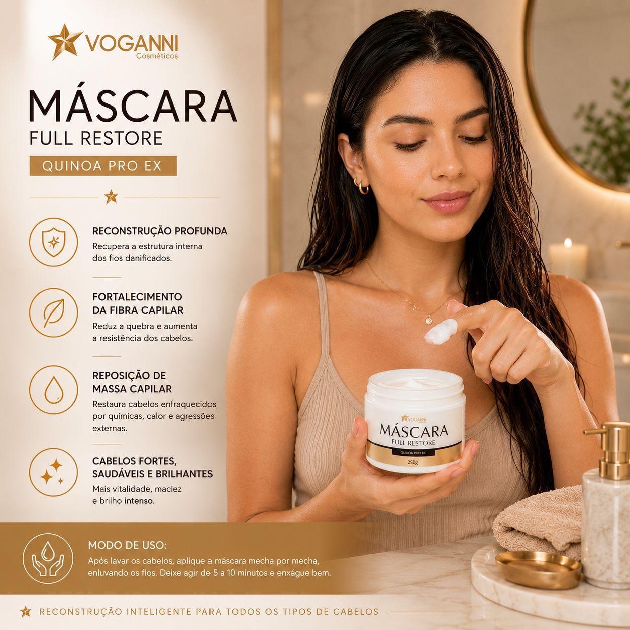 Máscara Voganni Hidratação Brilho Intenso 250gr