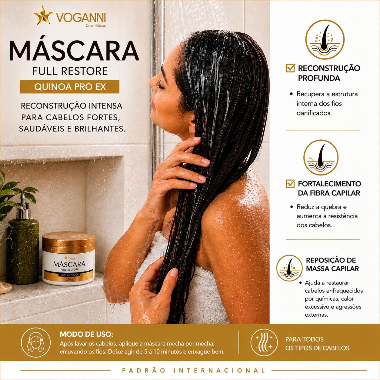 Máscara Voganni Hidratação Brilho Intenso 250gr