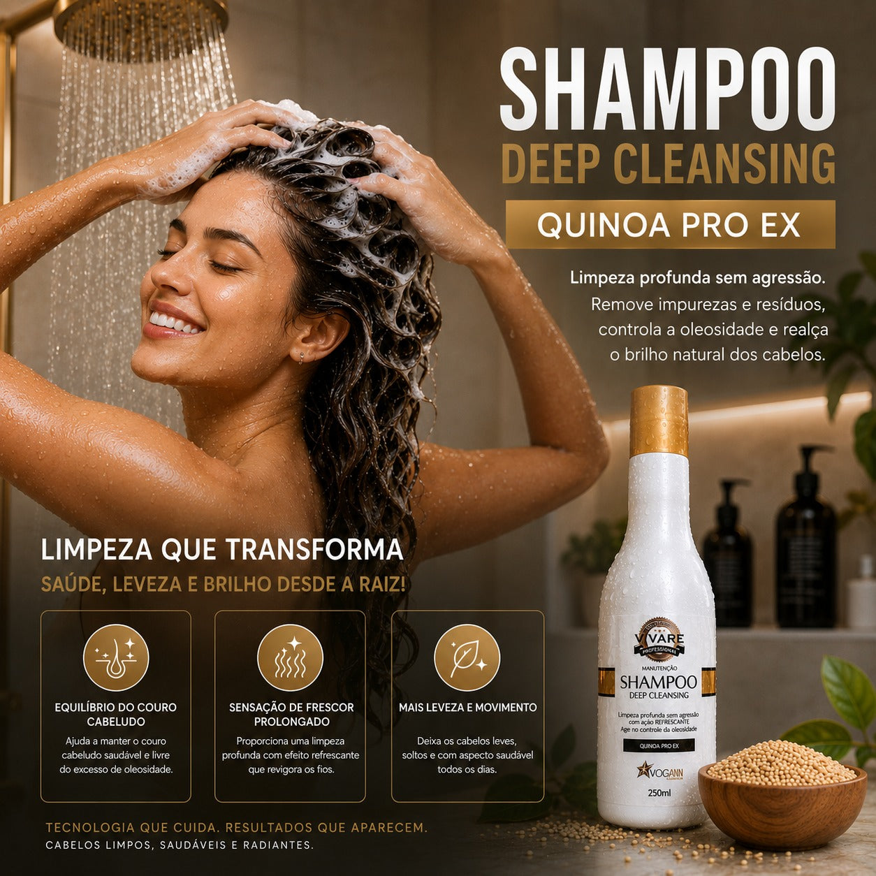 Shampoo Deep Cleasing Voganni Anti Caspa Anti Oleosidade Anti residuo