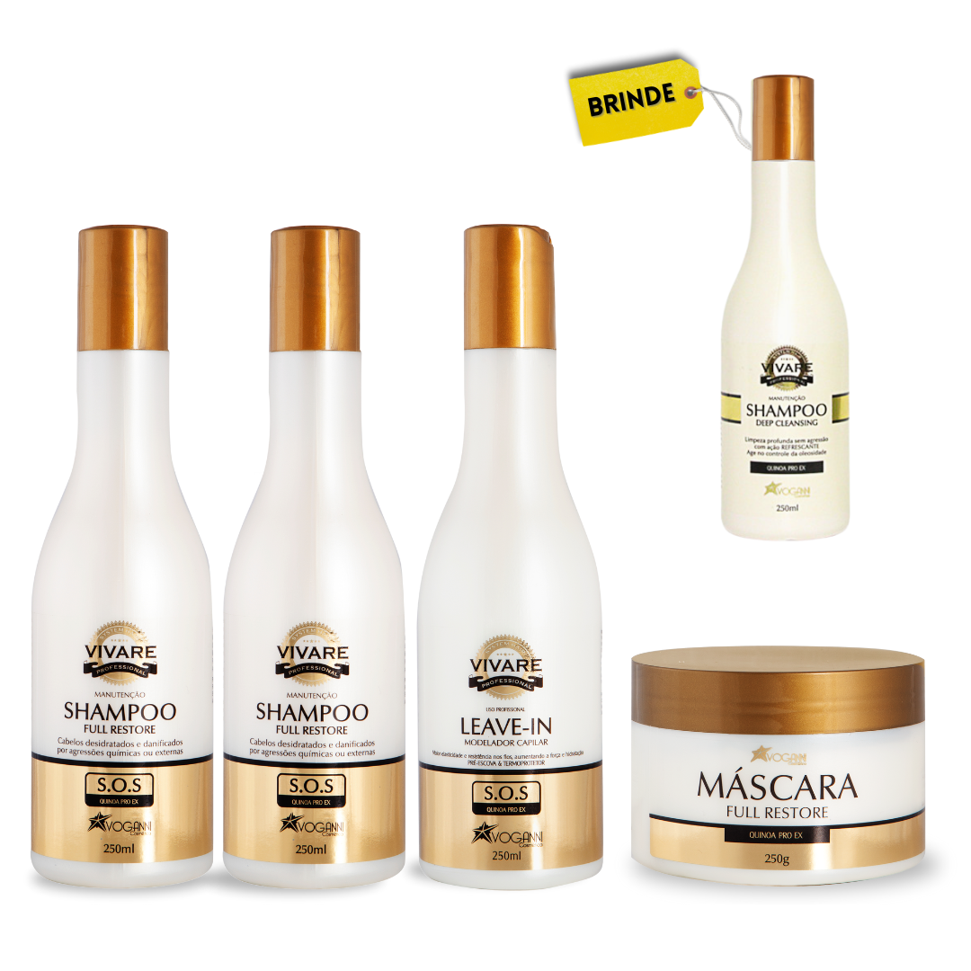 Combo Shampoo Mascara Leave-in Vivare - Detox e Hidratação - 5 unidades