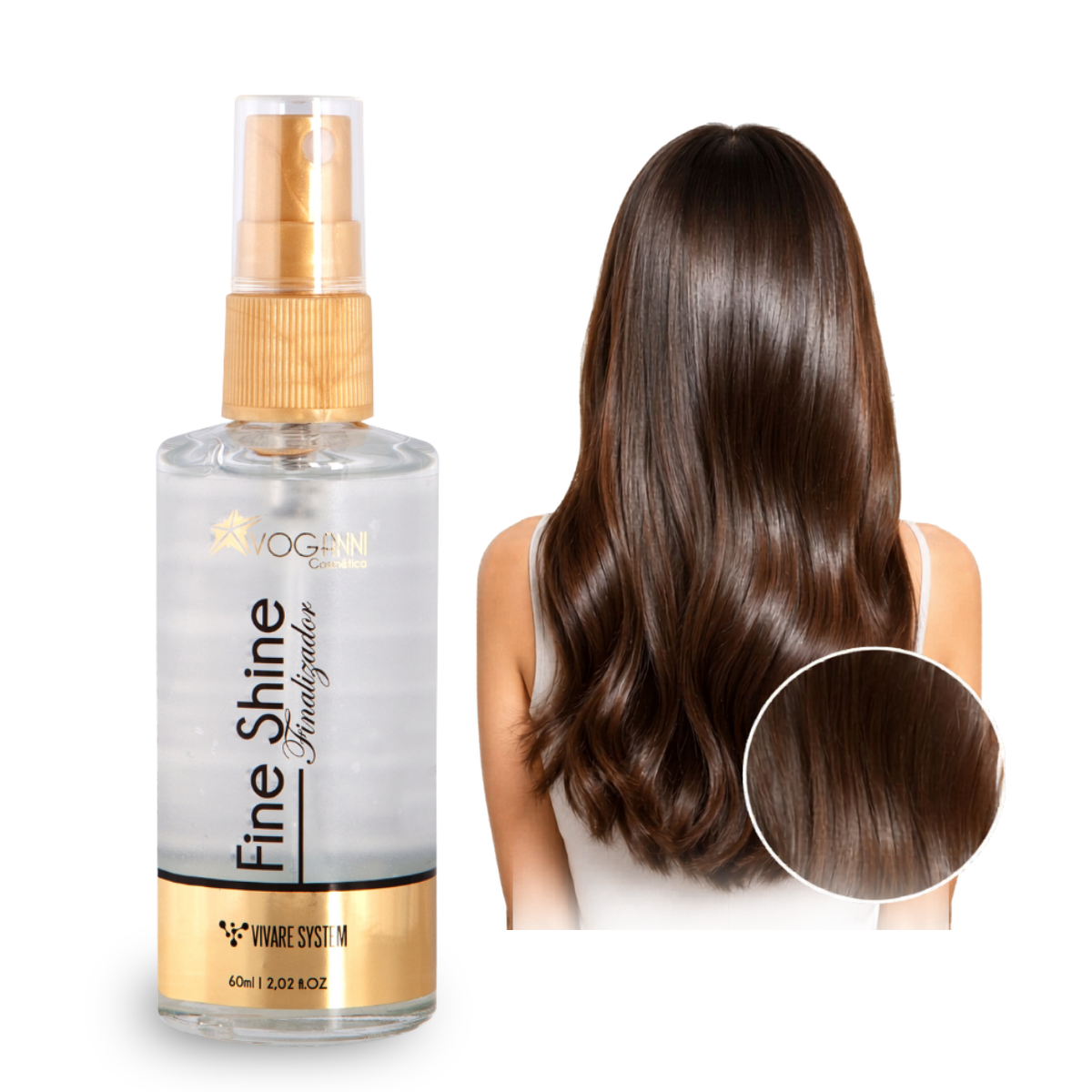 Finalizador Fine Shine Voganni Brilho Protetor Termico Capilar 60ml