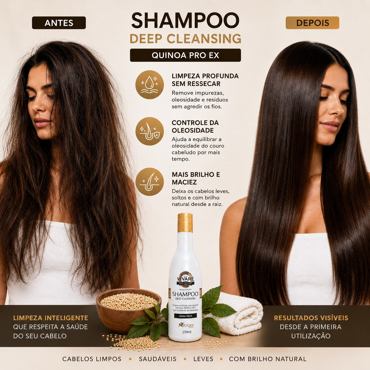 Shampoo Deep Cleasing Voganni Anti Caspa Anti Oleosidade Anti residuo