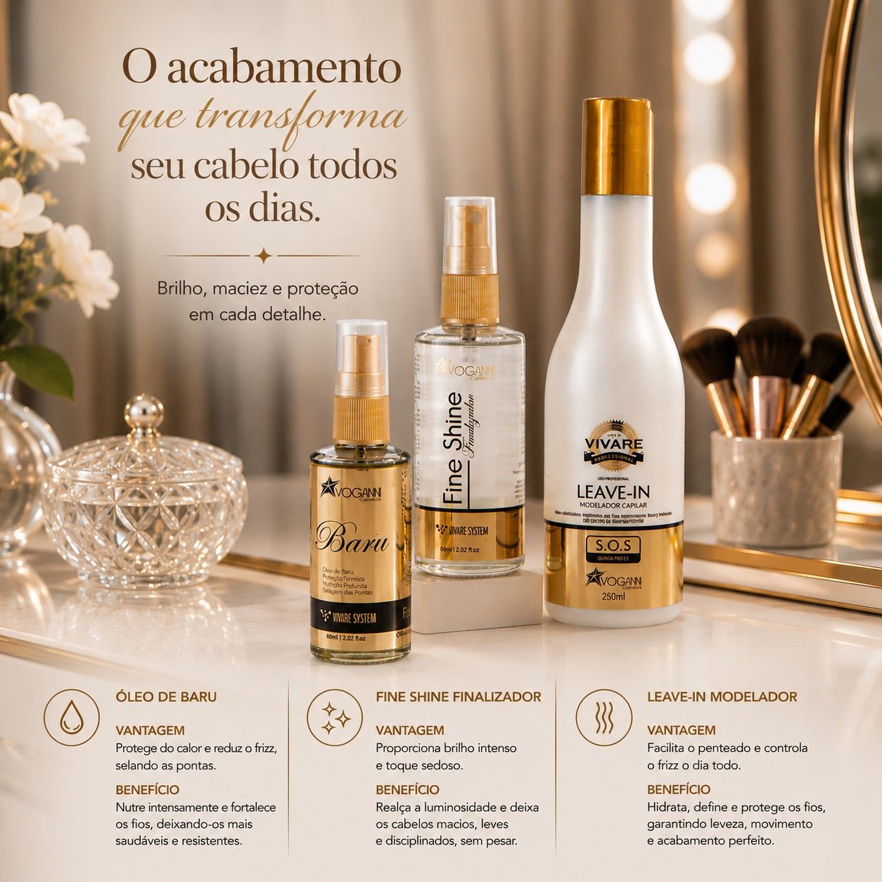 Kit Luminous True Voganni Finalizaçã Brilho Hidratação
